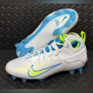 Nike Huarache 9 Elite Mid Lax SE Lacrosse White Blue Cleats‎ Mens Size 12